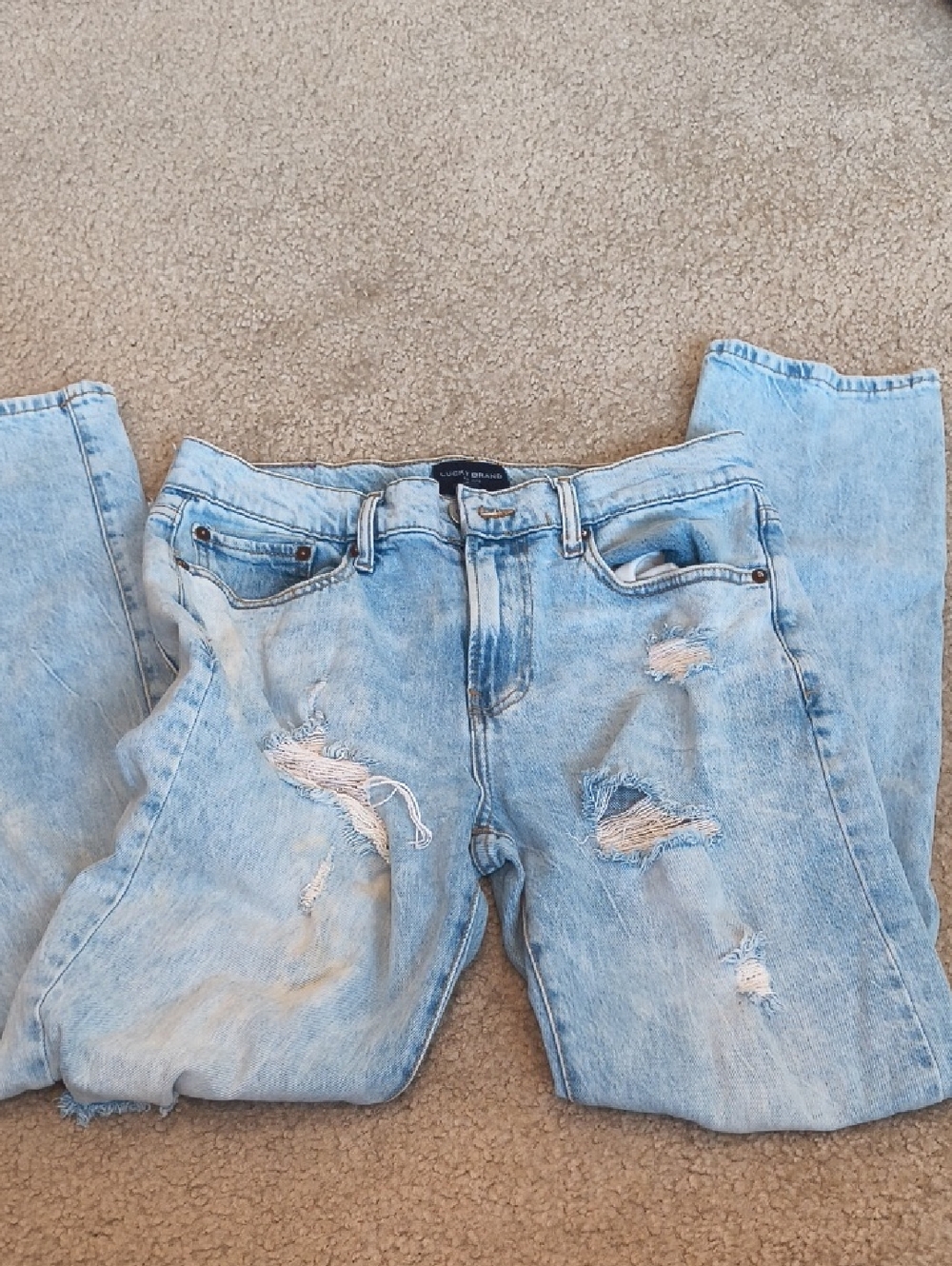 Lucky Brand Light Blue Distressed Boyfriend Jeans 30x32 P6
